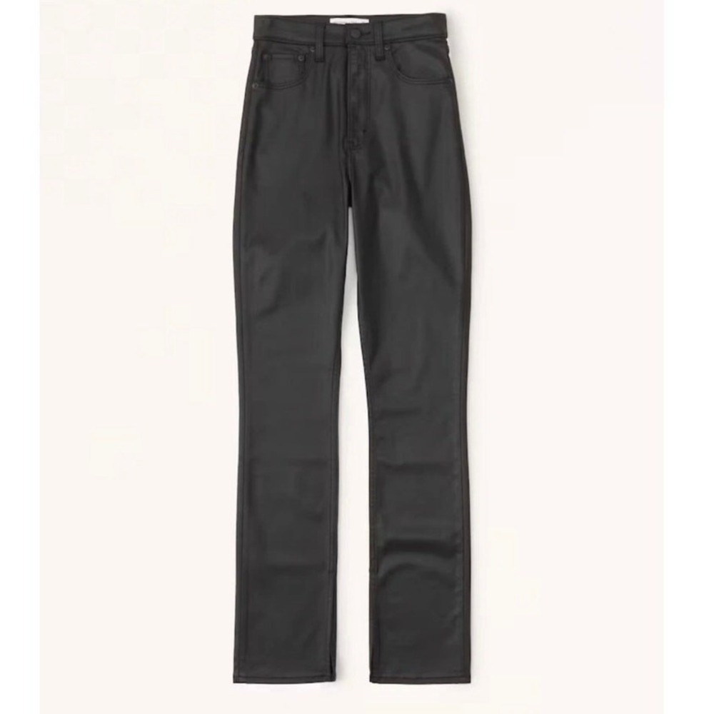 Abercrombie & Fitch 90s straight ultra high rise Coated Jeans Slit Hem‎ 28 NWT
